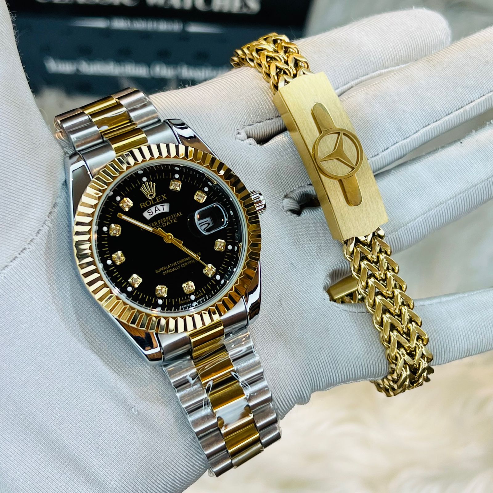 Premium Quality RLX Watches & Bracelet Combo T Carry Black