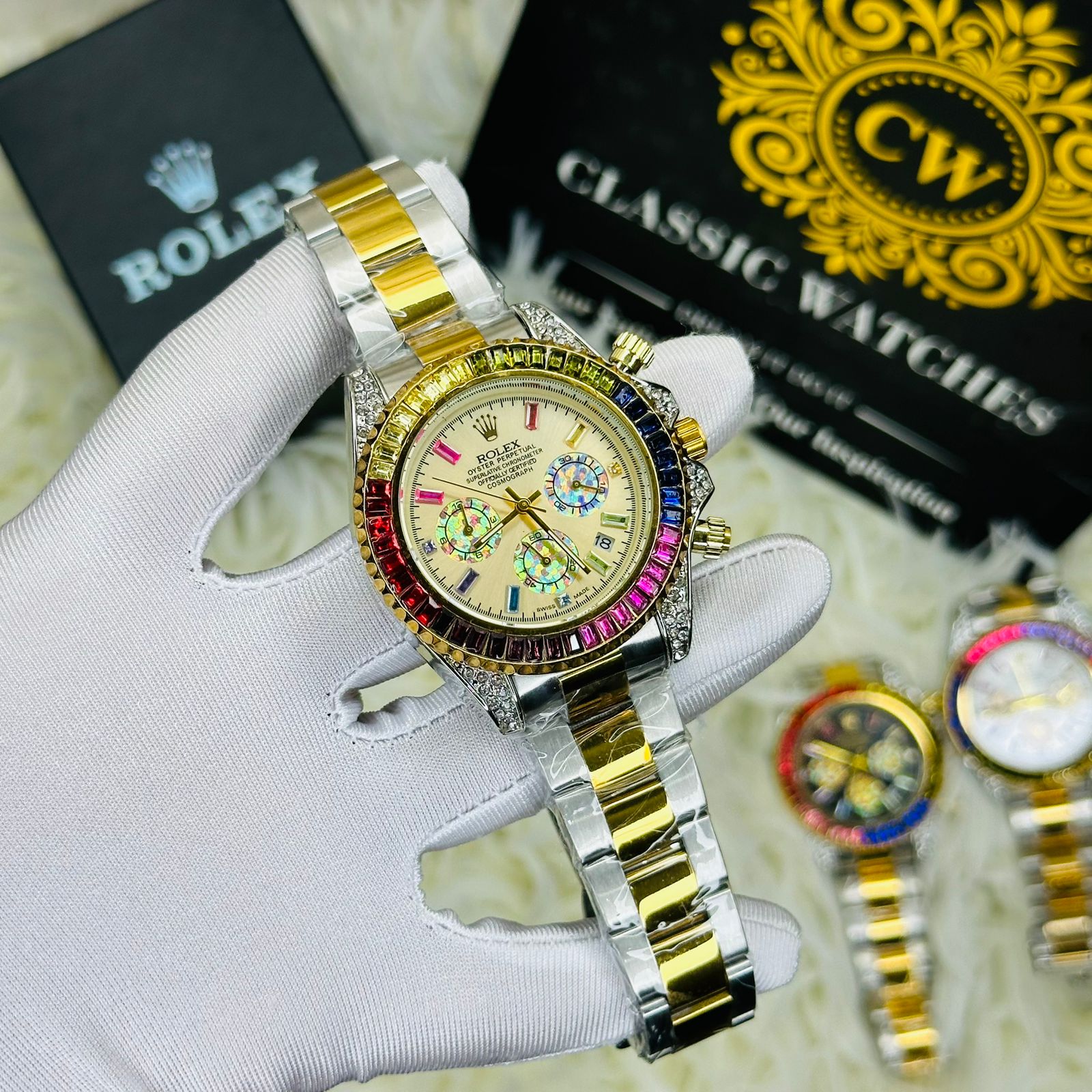 Premium Quality RLX Rainbow Golden Watches