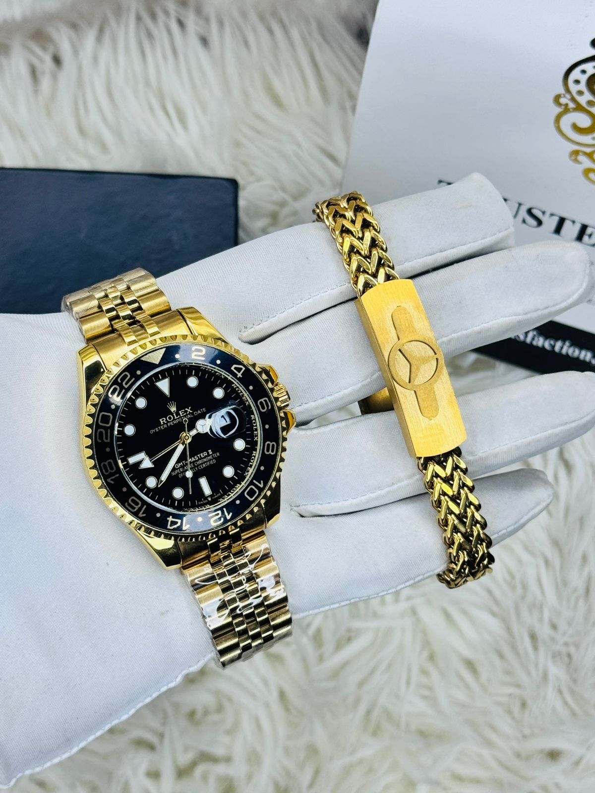 Premiume Quality Yach Sub Golden  RLX Watches & Bracelet Combo